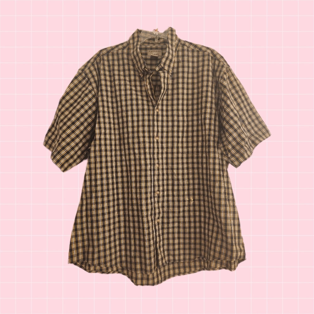Natural Issue ⛰️ Men's Short Sleeve Plaid Button Up Shirt